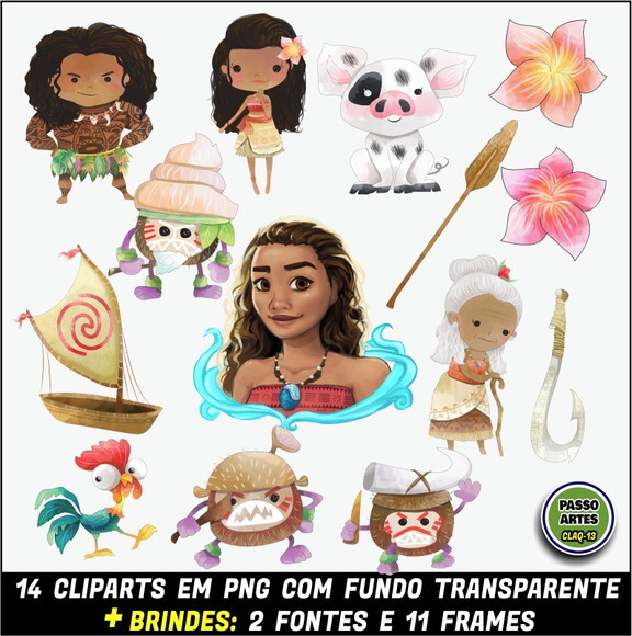 Kit Digital PROMO 3 EM 1 - MOANA CUTE