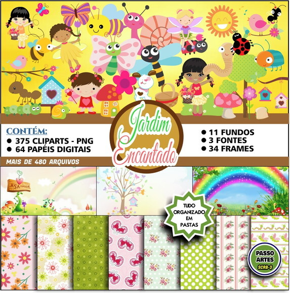 Kit Digital Scrapbook JARDIM ENCANTADO