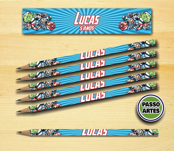 Lápis Personalizado para Festas e Eventos - Vingadores
