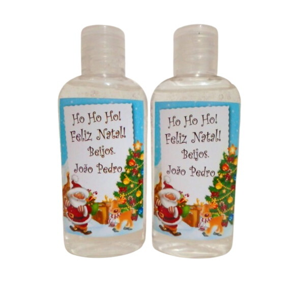 Mini-higienizador em Gel 80ml Personalizado - Natal e Outras