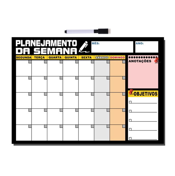 Planejador Semanal - Modelo 5 - Tamanho A3 - Manta c/ Caneta