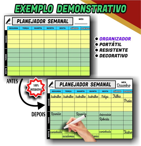 Planejador Semanal - Modelo 4 - Tamanho A3 - Manta c/ Caneta