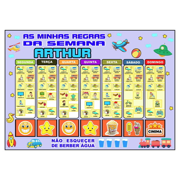 Quadro -as Minhas Regras da Semana - A3 -azul -personaliza