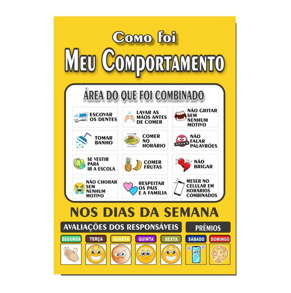 Quadro Como Foi Meu Comportamento - Amarelo - mdf