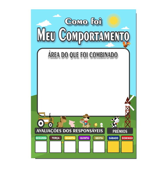 Quadro Como Foi Meu Comportamento - Fazendinha - mdf