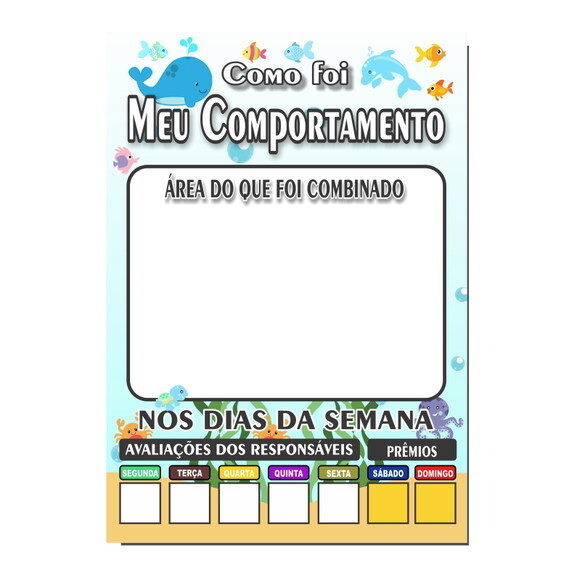 Quadro Como Foi Meu Comportamento - Fundo do Mar - mdf