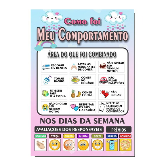 Quadro Como Foi Meu Comportamento - Nuvens de Amor - mdf