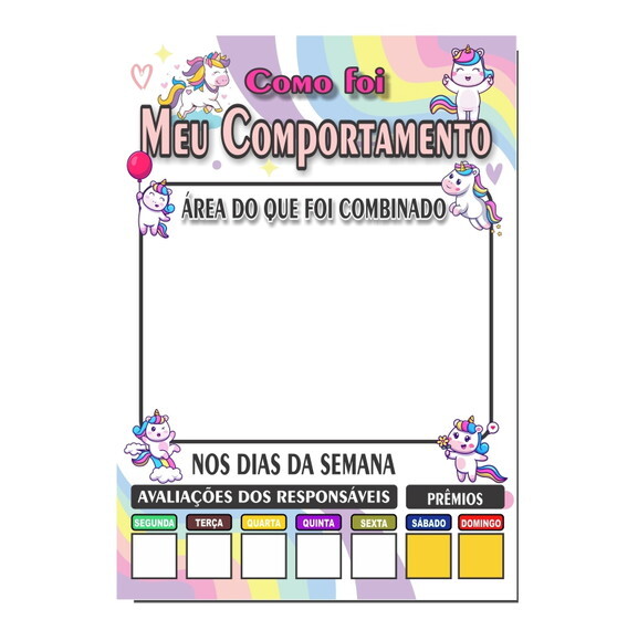 Quadro Como Foi Meu Comportamento - Unicórnio - mdf