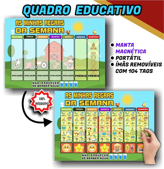 Quadro Educativo - as Minhas Regras da Semana - Fazendinha