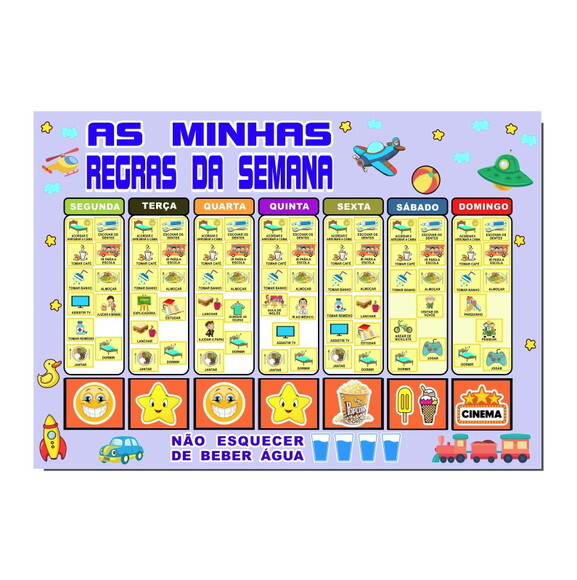 Quadro Educativo A3 - as Minhas Regras da Semana - Azul