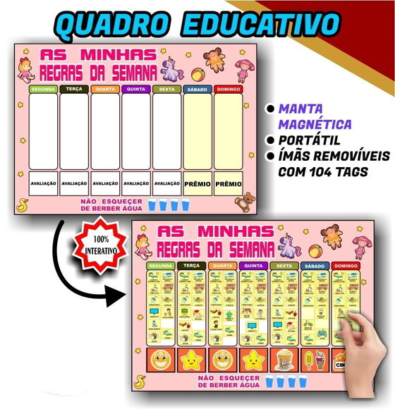 Quadro Educativo A3 - as Minhas Regras da Semana - Rosa