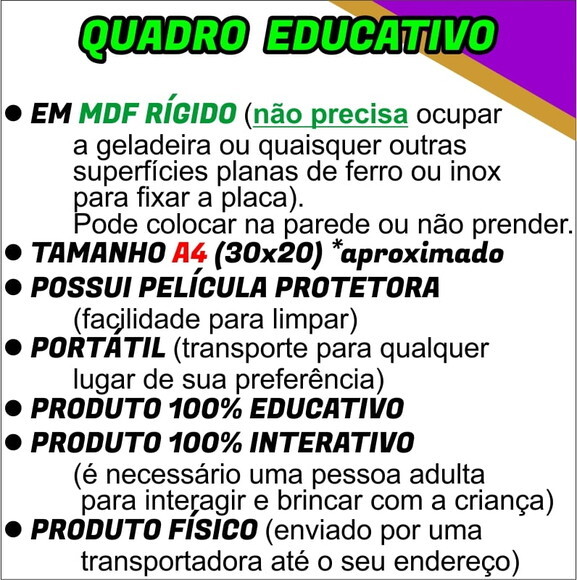 Quadro Educativo mdf as Minhas Regras da Semana + Caneta