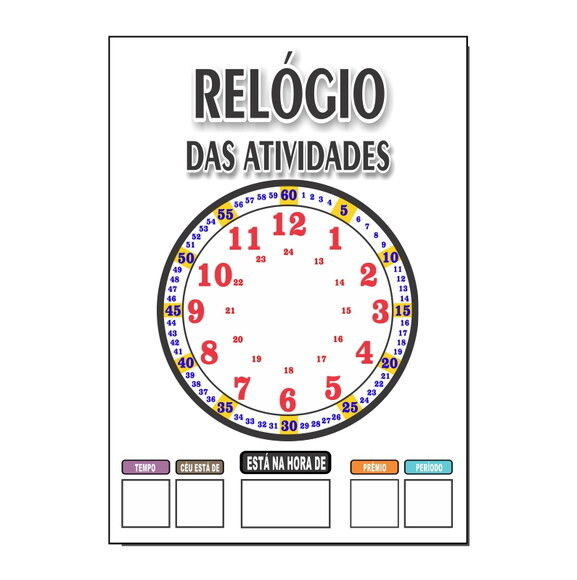 Quadro Educativo Relógio - Mod. 1 - Tema Branco - Manta