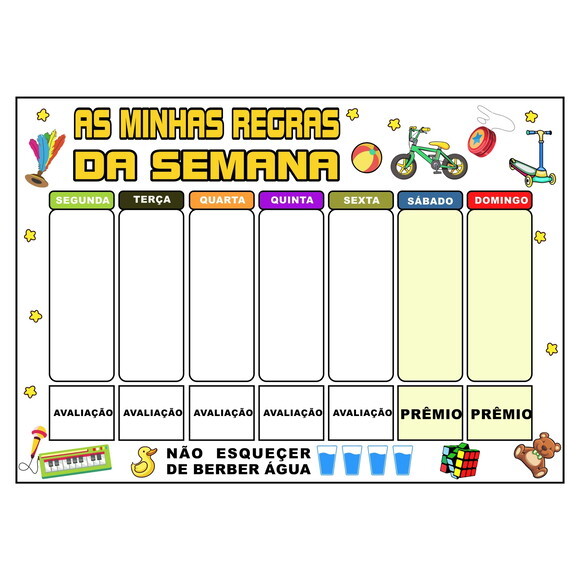 Quadro Imantado - as Minhas Regras da Semana -grande -branco