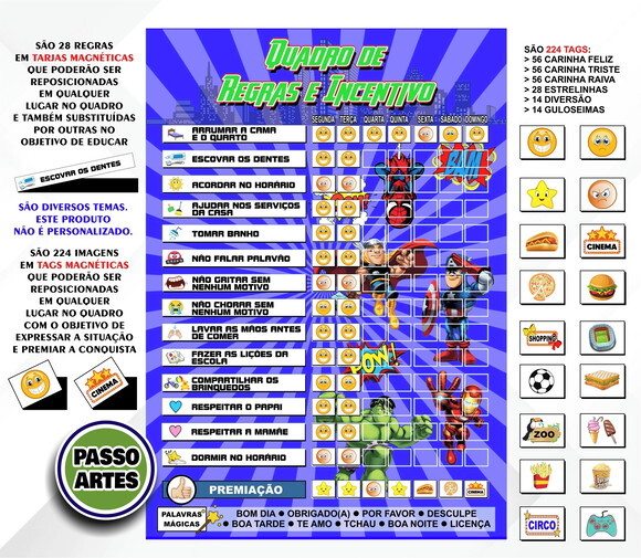 Quadro Magnético 28 Regras Educativo Infantil