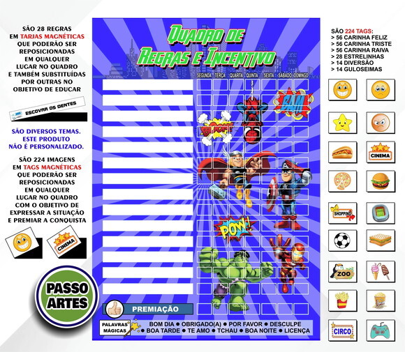 Quadro Magnético 28 Regras Educativo Infantil