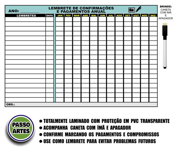 Quadro Magnético Lembrete Anual + Brinde