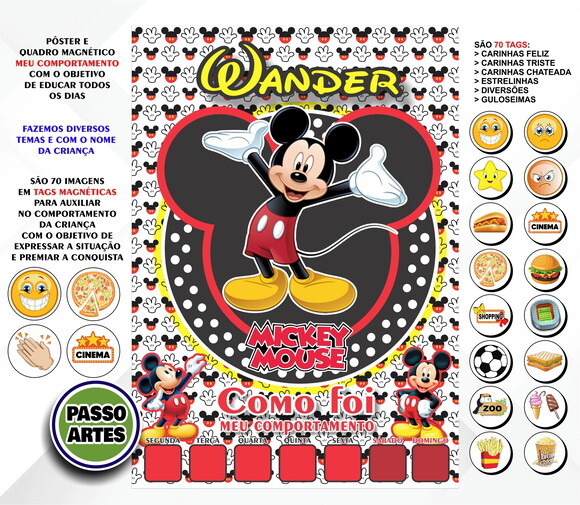 Quadro Magnético Personalizado Meu Comportamento Mickey