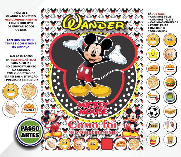 Quadro Magnético Personalizado Meu Comportamento Mickey
