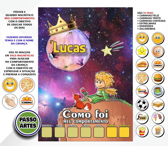 Quadro Magnético Personalizado Meu Comportamento P. Príncipe