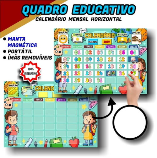 Calendário Educacional Infantil Pvc + de 70 Tags - Escolar