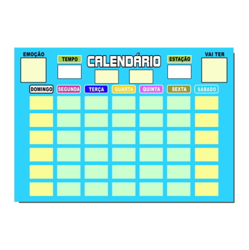 Calendário Educativo Infantil Imã com Caneta - Azul Claro