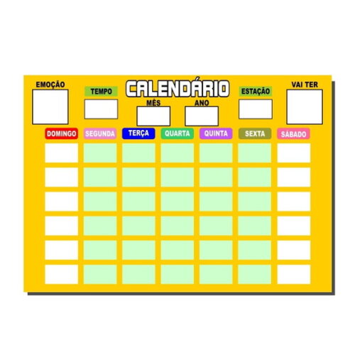 Calendário Educativo Infantil Imã com Caneta - Amarelo