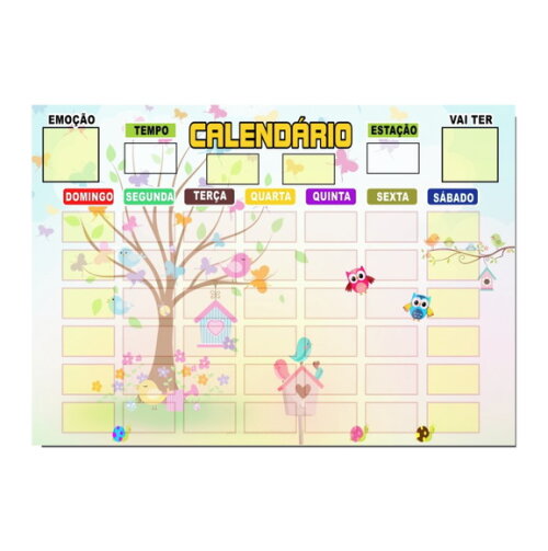 Calendário Educativo Infantil Imã com Caneta - Jardim