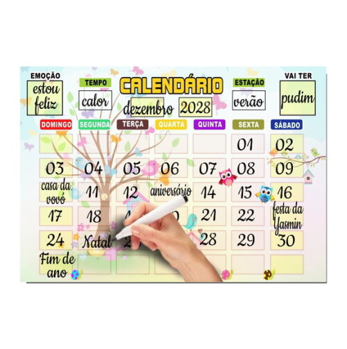Calendário Educativo Infantil Imã com Caneta - Jardim