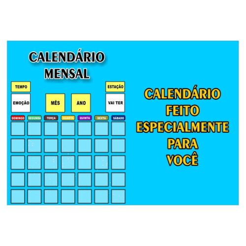Calendário Infantil - Mensal - Magnético - Grande - Azul