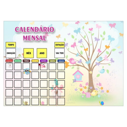 Calendário Infantil - Mensal - Magnético - Grande - Jardim