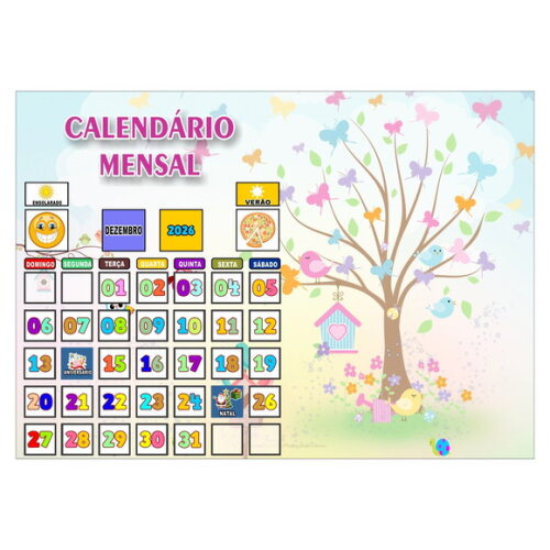 Calendário Infantil - Mensal - Magnético - Grande - Jardim