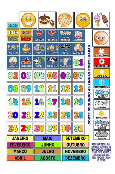 Calendário Infantil - Mensal - Magnético - Grande - Jardim