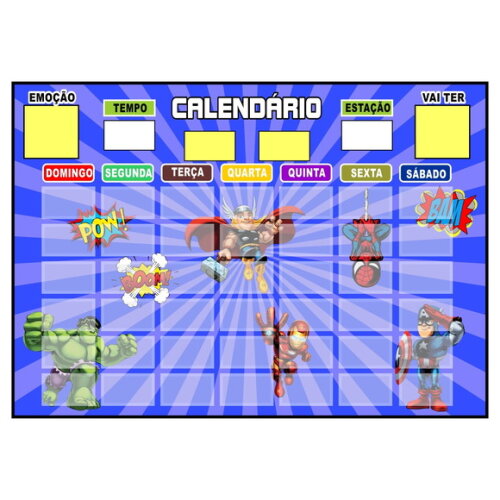 Calendário Infantil Montado em Metal Magnético - Azul