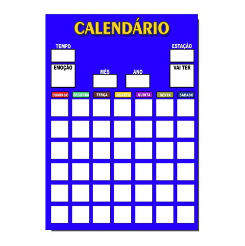 Calendário Lousa Organizador Educativo + Caneta Imã - Azul