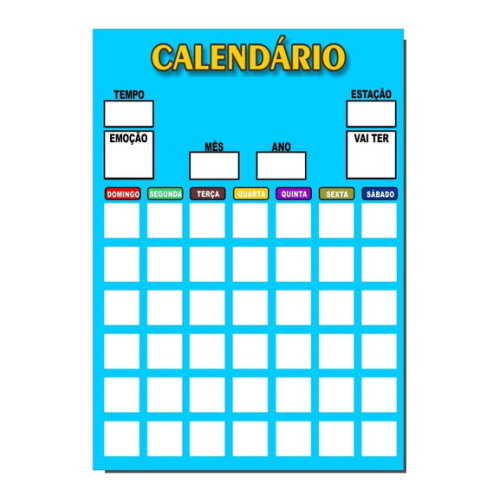 Calendário Lousa Organizador Educativo + Caneta Imã - Azul