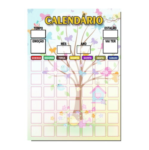 Calendário Lousa Organizador Educativo + Caneta Imã - Jardim