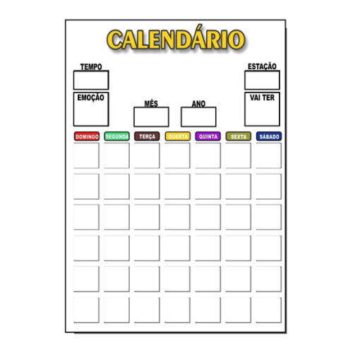 Calendário Lousa Organizador Educativo + Caneta Imã - Branco