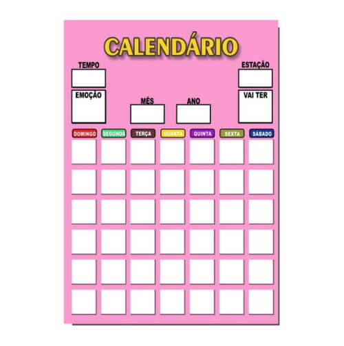 Calendário Lousa Organizador Educativo + Caneta Imã - Rosa