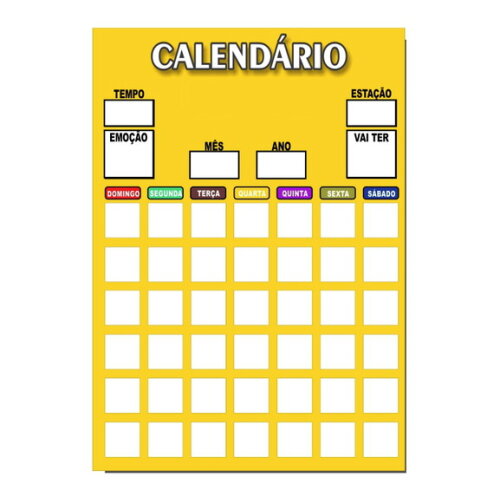 Calendário Lousa Organizador Educativo + Caneta Imã- Amarelo