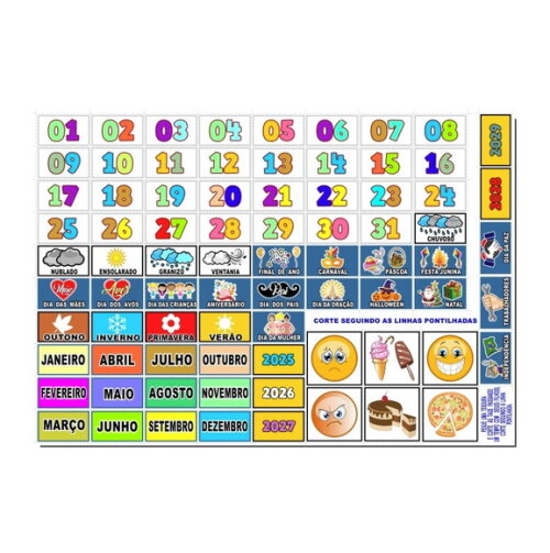 Calendário Magnético Educacional Infantil + de 70 Elementos