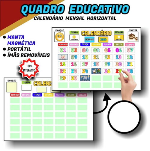 Calendário Magnético Educativo Infantil + de 70 Tags