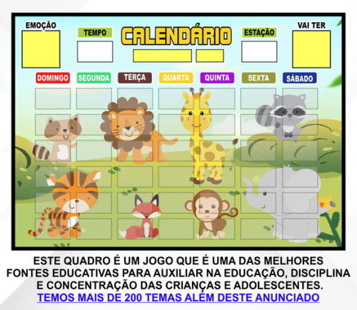 Calendário Magnético Infantil Personalizado Safari Baby