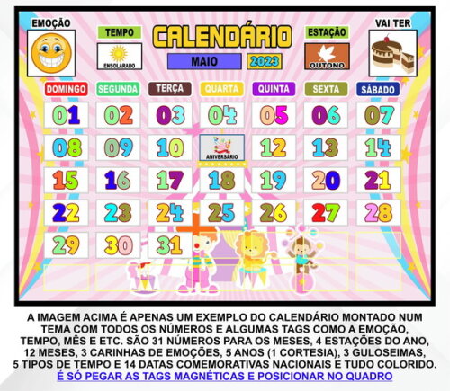 Calendário Magnético Infantil Personalizado Safari Baby