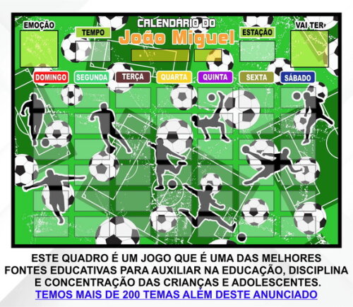 Calendário Magnético Montado Personalizado - Futebol