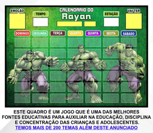 Calendário Magnético Montado Personalizado - Hulk 2