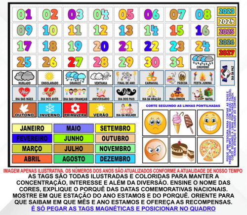 Calendário Magnético Montado Personalizado - Minecraft