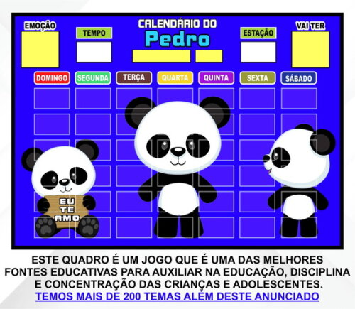 Calendário Magnético Montado Personalizado - Panda