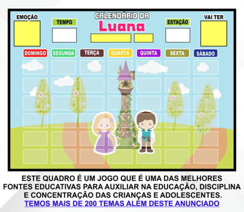 Calendário Magnético Montado Personalizado - Rapunzel