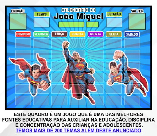 Calendário Magnético Montado Personalizado - Superman